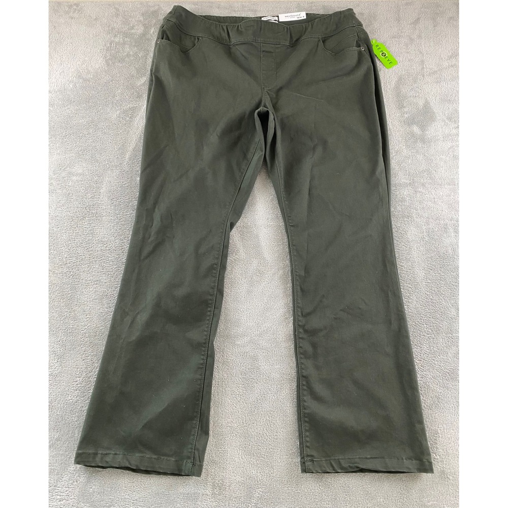 Westbound Woman Park Avenue Fit Pants Olive Green Pull On Stretch 18W R REPREVE